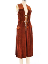 Western Suede Maxi Vest Jacket arcadeshops.com