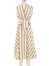 Pauline Trigere Striped Linen Cape Ensemble Suit arcadeshops.com