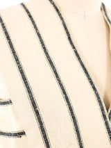 Pauline Trigere Striped Linen Cape Ensemble Suit arcadeshops.com