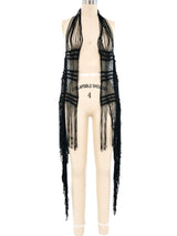 Mondi Black Woven Fringed Vest Jacket arcadeshops.com