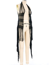 Mondi Black Woven Fringed Vest Jacket arcadeshops.com