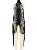 Mondi Black Woven Fringed Vest Jacket arcadeshops.com