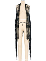 Mondi Black Woven Fringed Vest Jacket arcadeshops.com
