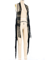 Mondi Black Woven Fringed Vest Jacket arcadeshops.com