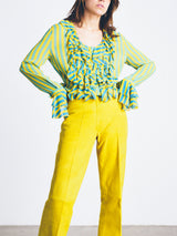 Louis Feraud Striped Ruffle Blouse Top arcadeshops.com