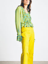 Louis Feraud Striped Ruffle Blouse Top arcadeshops.com