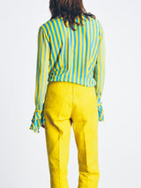 Louis Feraud Striped Ruffle Blouse Top arcadeshops.com