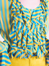 Louis Feraud Striped Ruffle Blouse Top arcadeshops.com