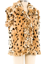 Fringed Leopard Print Fur Vest Outerwear arcadeshops.com