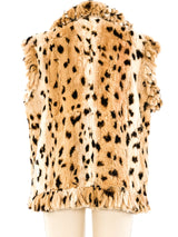 Fringed Leopard Print Fur Vest Outerwear arcadeshops.com