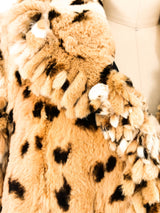 Fringed Leopard Print Fur Vest Outerwear arcadeshops.com