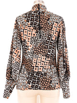 Graphic Printed Balloon Sleeve Top Top arcadeshops.com