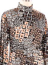 Graphic Printed Balloon Sleeve Top Top arcadeshops.com