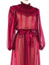 Tonal Stripe Ruffle Dress Dress arcadeshops.com