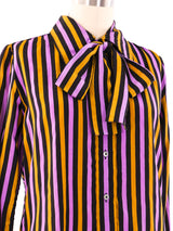 Yves Saint Laurent Striped Silk Blouse Top arcadeshops.com