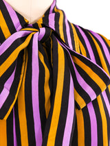 Yves Saint Laurent Striped Silk Blouse Top arcadeshops.com