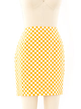 Gianni Versace Yellow Checkerboard Mini Skirt Bottom arcadeshops.com