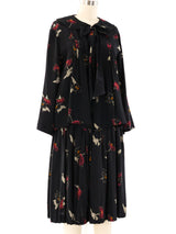 Cacharel Dark Floral Silk Skirt Ensemble Suit arcadeshops.com