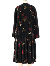 Cacharel Dark Floral Silk Skirt Ensemble Suit arcadeshops.com