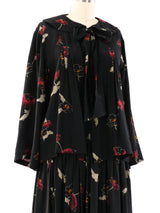 Cacharel Dark Floral Silk Skirt Ensemble Suit arcadeshops.com