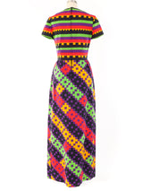 1970's Lanvin Geometric Print Maxi Dress Dress arcadeshops.com