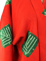 Leaf Printed Silk Haori Kimono Jacket arcadeshops.com