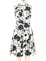 Op Art Floral Fit and Flare Dress Dress arcadeshops.com