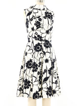 Op Art Floral Fit and Flare Dress Dress arcadeshops.com