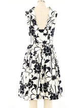 Op Art Floral Fit and Flare Dress Dress arcadeshops.com