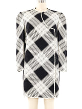 Bill Blass Check Print Silk Mini Dress Dress arcadeshops.com