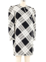 Bill Blass Check Print Silk Mini Dress Dress arcadeshops.com