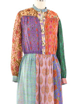 Judith Ann Patchwork Scarf Printed Silk Dress Dress arcadeshops.com