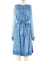 Treacy Lowe Turquoise Silk Block Print Dress Dress arcadeshops.com