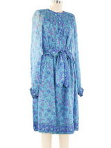 Treacy Lowe Turquoise Silk Block Print Dress Dress arcadeshops.com