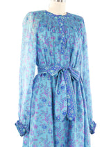 Treacy Lowe Turquoise Silk Block Print Dress Dress arcadeshops.com