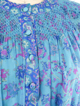 Treacy Lowe Turquoise Silk Block Print Dress Dress arcadeshops.com