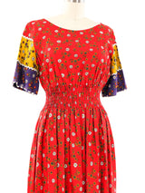 Daisy Printed Colorblock Prairie Dress Dress arcadeshops.com