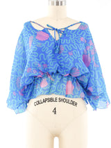 Zandra Rhodes Seashell Printed Chiffon Blouse Top arcadeshops.com
