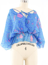 Zandra Rhodes Seashell Printed Chiffon Blouse Top arcadeshops.com
