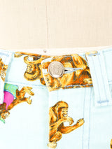 Gianni Versace Monkey Printed Jeans Bottom arcadeshops.com