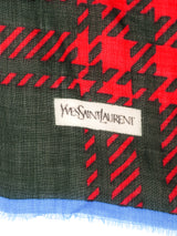 Yves Saint Laurent Oversized Plaid Wool Scarf Accessory arcadeshops.com