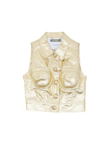 Moschino Metallic Gold Denim Vest Top arcadeshops.com