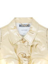 Moschino Metallic Gold Denim Vest Top arcadeshops.com