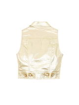 Moschino Metallic Gold Denim Vest Top arcadeshops.com