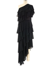Lillie Rubin Tiered Ruffle One Shoulder Gown Dress arcadeshops.com