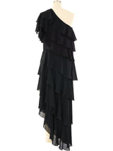 Lillie Rubin Tiered Ruffle One Shoulder Gown Dress arcadeshops.com