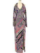 Open Shoulder Metallic Mosaic Maxi Dress Dress arcadeshops.com