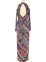 Open Shoulder Metallic Mosaic Maxi Dress Dress arcadeshops.com