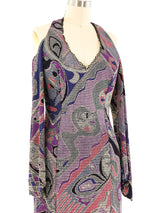 Open Shoulder Metallic Mosaic Maxi Dress Dress arcadeshops.com