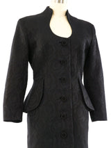 Travilla Black Brocade Button Front Dress Dress arcadeshops.com